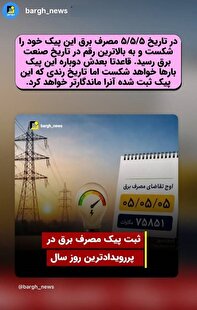 شکستن پیک برق شبکه در تاریخ ۰۵/۰۵/۰۵